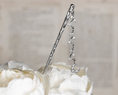 Moonflower hairpin silver