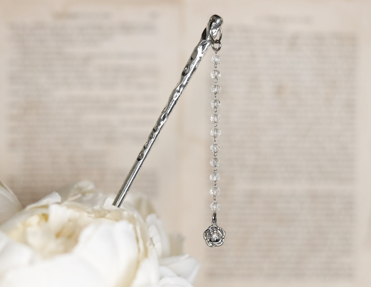 Peony hairpin silver