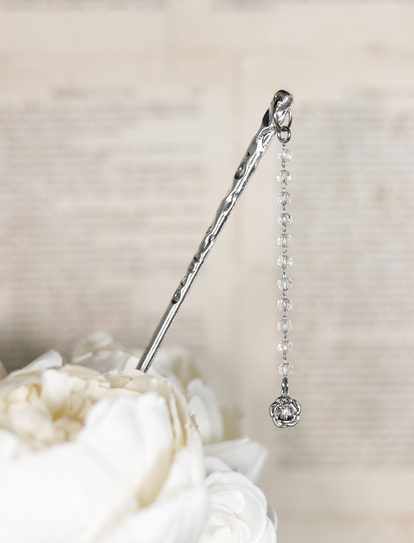 Peony hairpin silver